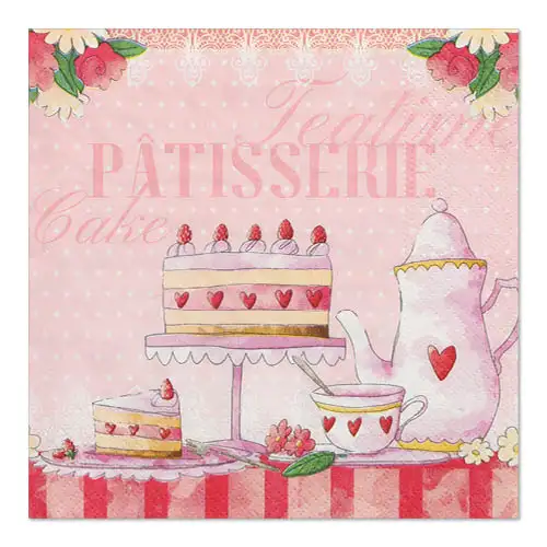 Papstar Servietten, 3-lagig 1/4-Falz 33 cm x 33 cm "Patisserie"