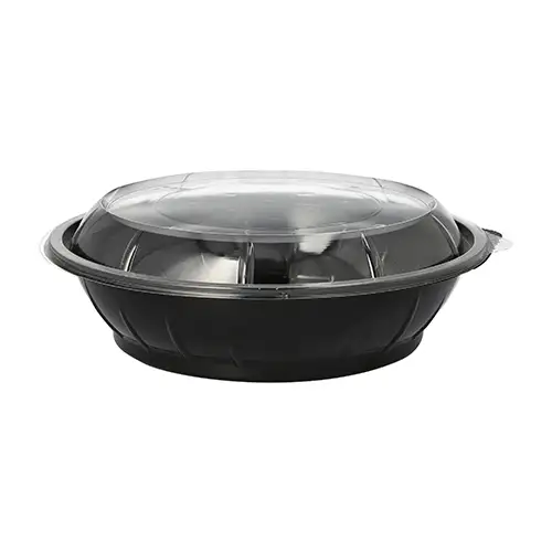 PAPSTAR Salatschalen, PET 1000 ml Ø 21,8 cm · 6 cm schwarz Snap It mit Deck