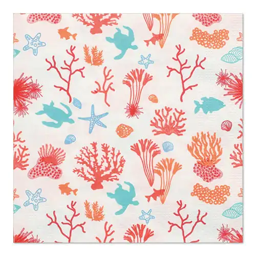 Papstar Servietten, 3-lagig 1/4-Falz 33 cm x 33 cm "Under the Sea"
