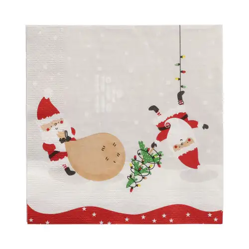 Papstar Servietten, 3-lagig 1/4-Falz 33 cm x 33 cm "Lutins de Noel"