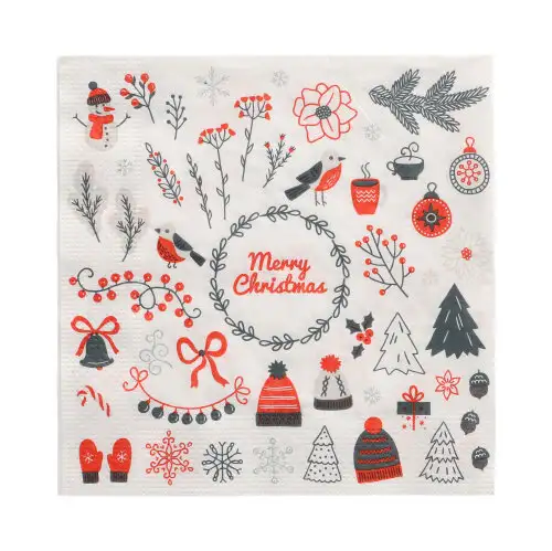 Papstar Servietten, 3-lagig 1/4-Falz 33 cm x 33 cm "Winter Symbols"