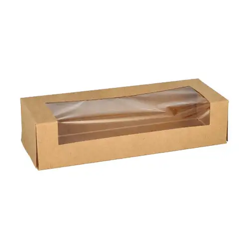 Papstar Sushi-Schalen, Pappe eckig 4,5 cm x 19,5 cm x 7 cm braun