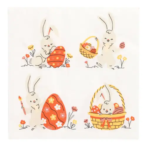 Papstar Servietten, 3-lagig 1/4-Falz 33 cm x 33 cm "Rabbit Parade"