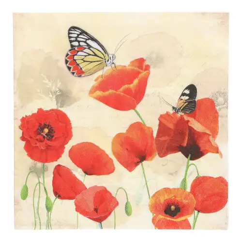 Papstar Servietten, 3-lagig 1/4-Falz 33 cm x 33 cm "Poppy Flowers"