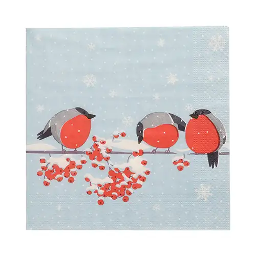 Papstar Servietten, 3-lagig 1/4-Falz 33 cm x 33 cm "Red Gorded Birds"
