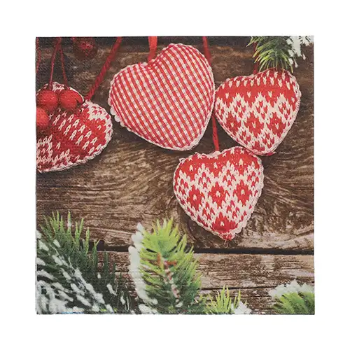 Papstar Servietten, 3-lagig 1/4-Falz 33 cm x 33 cm "Mes Coeurs"