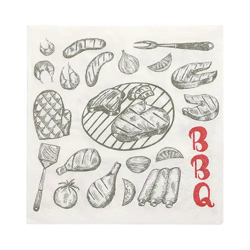Papstar Servietten, 3-lagig 1/4-Falz 33 cm x 33 cm "I love BBQ"