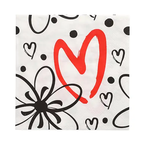 Papstar Servietten, 3-lagig 1/4-Falz 33 cm x 33 cm "Red Heart"