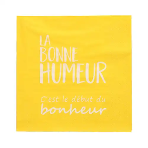 Papstar Servietten, 3-lagig 1/4-Falz 33 cm x 33 cm gelb "La Bonne Humeur"