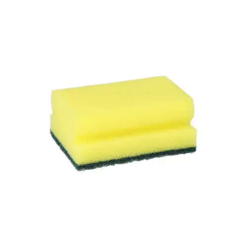 PAPSTAR Topfreiniger, Schwamm eckig 4,1 cm x 9,5 cm x 6,8 cm gelb/grün mit Gri