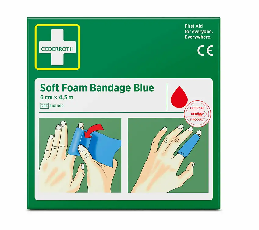 Papstar "Cederroth" Soft Foam Bandage 4,5 m x 6 cm blau , Refill