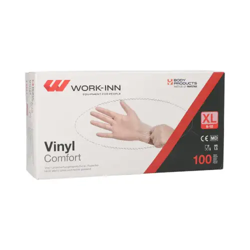 PAPSTAR WORK-INN/PS Handschuhe, Vinyl puderfrei Comfort transparent Grö