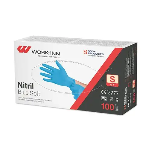 Papstar "WORK-INN/PS" Handschuhe, Nitril puderfrei "Blue Soft" blau Größe: S