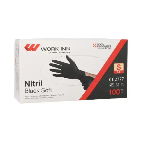 Papstar "WORK-INN/PS" Handschuhe, Nitril puderfrei "Black Soft" schwarz Größe: S