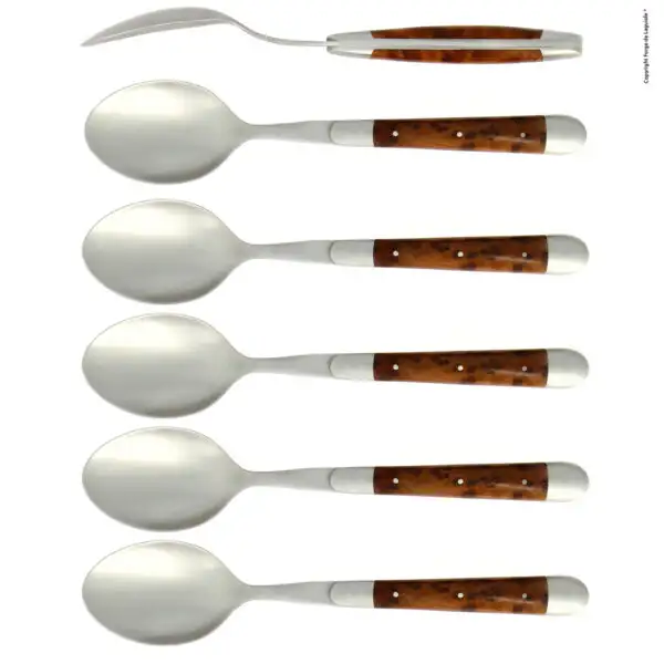 Cuillères à soupe, satinées en thuya, coffret de 6