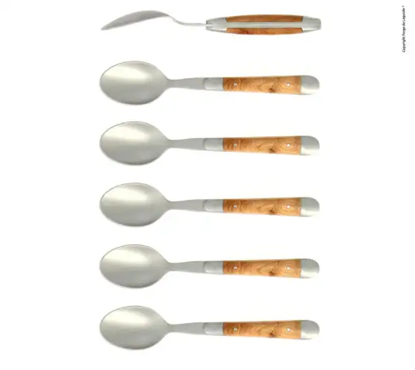 Cuillères à café, satinées en genévrier, coffret de 6