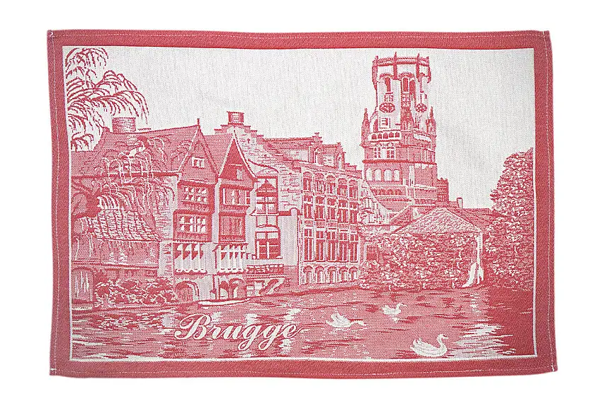 Geschirrtuch Baumwolle Brügge Rot – Jacquard