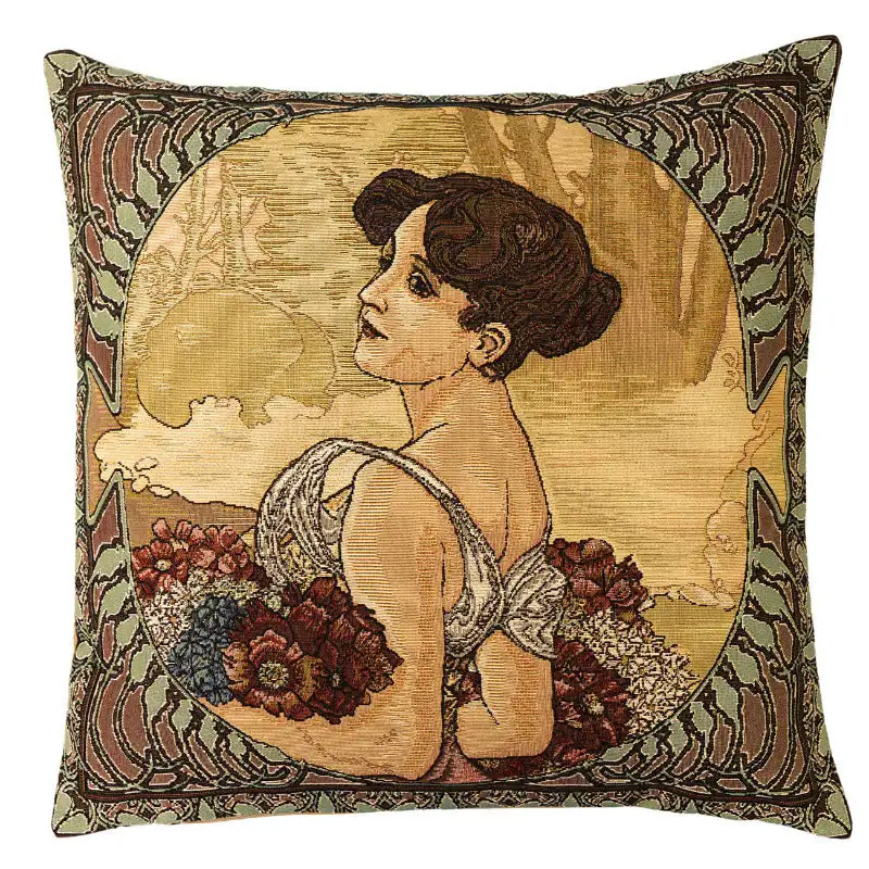 Kissenhülle Gobelin Der Sommer nach Alphonse Mucha