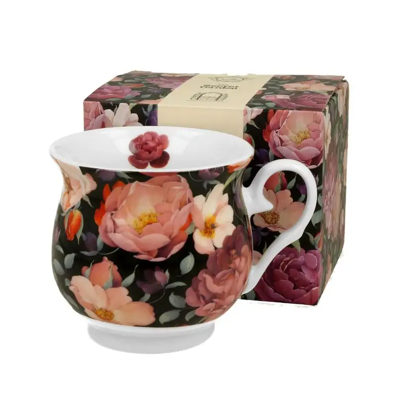 Henkeltasse Retro Spring Roses black