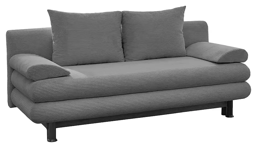 Sun Garden Cord Schlafsofa Bern mit Stauraum Grau