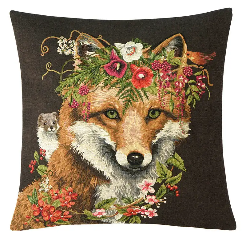 Kissenhülle Gobelin Fuchs mit Hamster