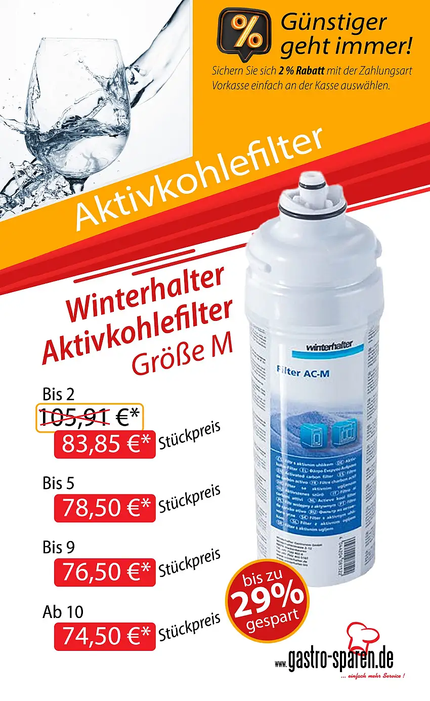 Winterhalter Aktivkohlefilter, Größe M