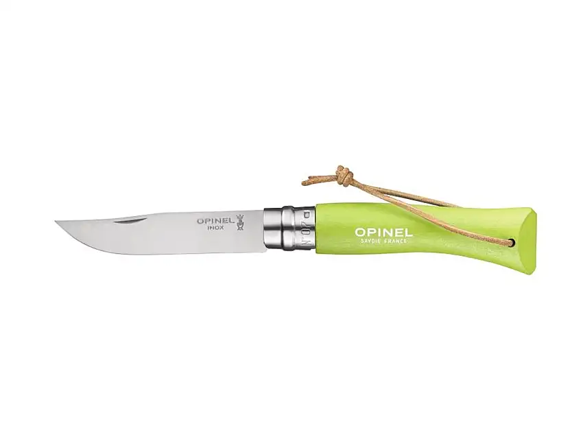 Opinel-Messer Nr. 7, Sandvik 12C27, grüner Buchenholzgriff