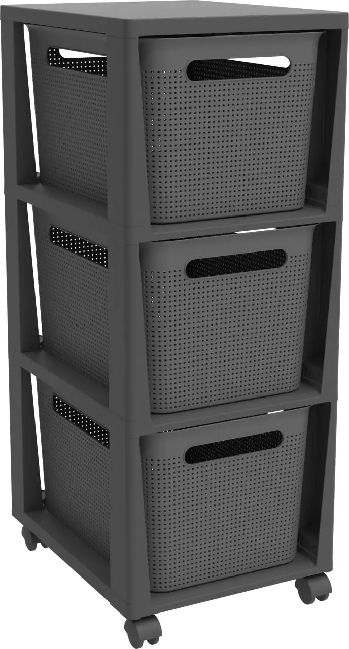 Rotho Brisen Rollcontainer mit 3 Schubladen Anthrazit