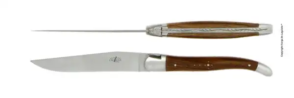 Couteaux de table satinés en noyer, coffret de 2