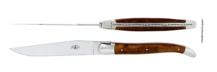 Couteaux de table brillants en thuya brillants, coffret de 2