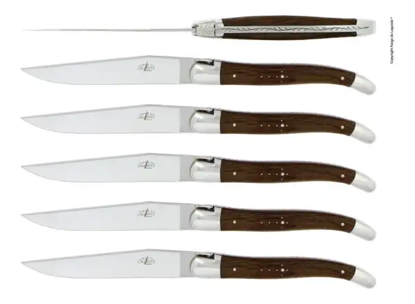 Couteaux de table brillants en Coeur de chêne subfossile, coffret de 6