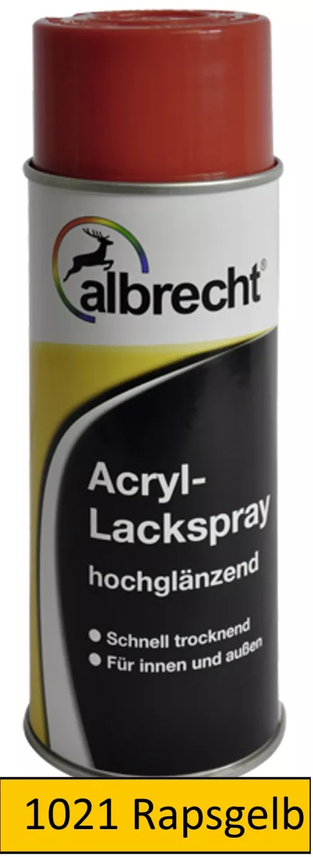 albrecht Acryl-Lackspray hochglänzend für innen & außen RAL 1021 rapsgelb 400 ml