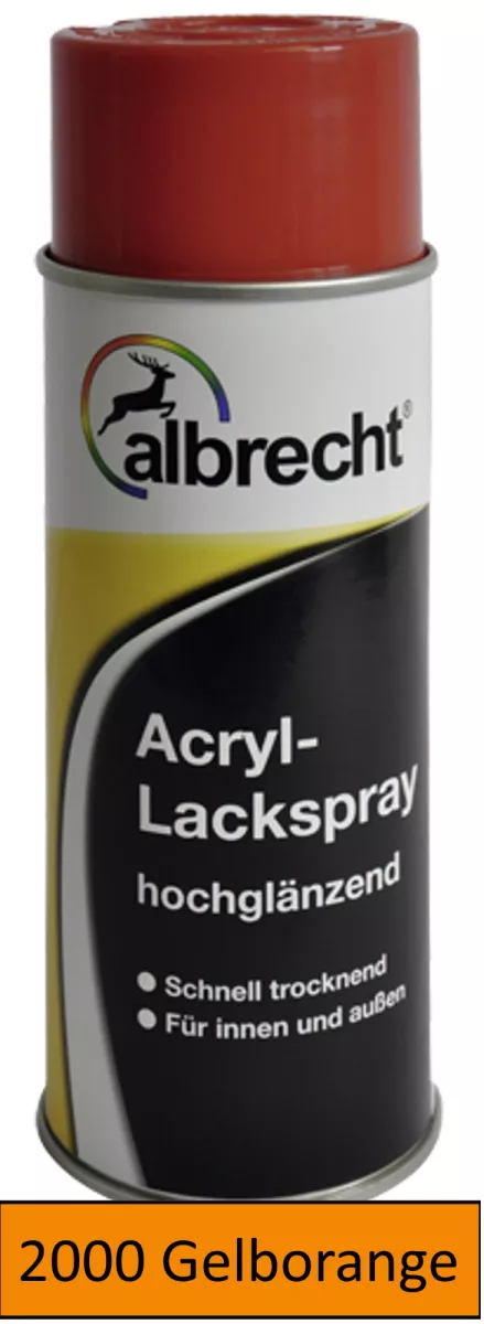 albrecht Acryl-Lackspray hochglänzend für innen & außen RAL 2000 gelborange 400 ml