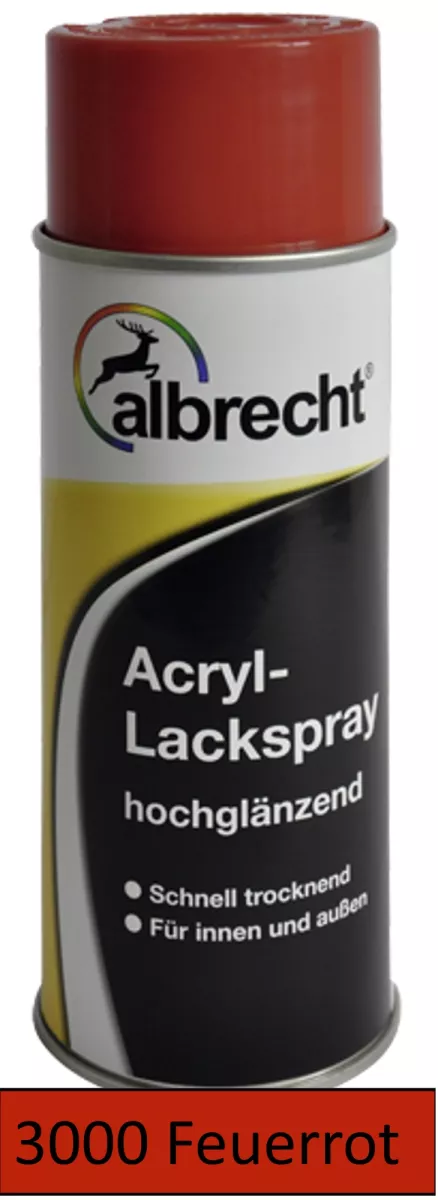 albrecht Acryl-Lackspray hochglänzend für innen & außen RAL 3000 feuerrot 400 ml
