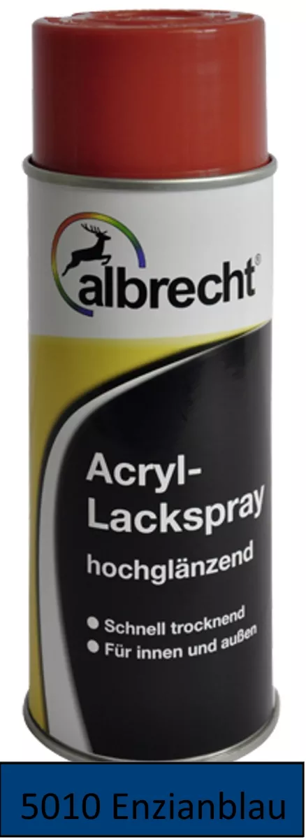 albrecht Acryl-Lackspray hochglänzend für innen & außen RAL 5010 enzianblau 400 ml