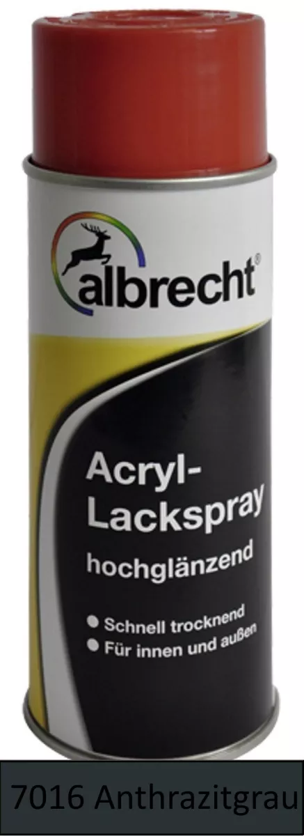 albrecht Acryl-Lackspray hochglänzend für innen & außen RAL 7016 anthrazitgrau 400 ml
