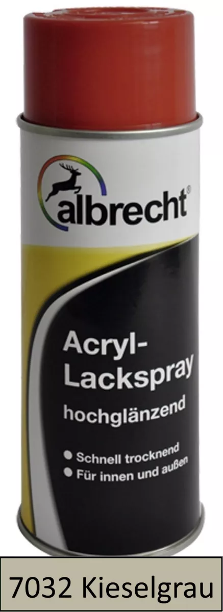 albrecht Acryl-Lackspray hochglänzend für innen & außen RAL 7032 kieselgrau 400 ml