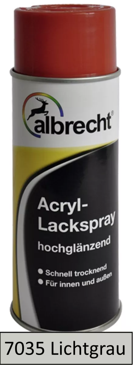 albrecht Acryl-Lackspray hochglänzend für innen & außen RAL 7035 lichtgrau 400 ml