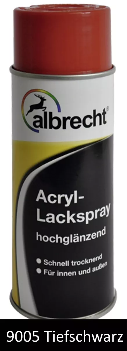 albrecht Acryl-Lackspray hochglänzend für innen & außen RAL 9005 tiefschwarz 400 ml