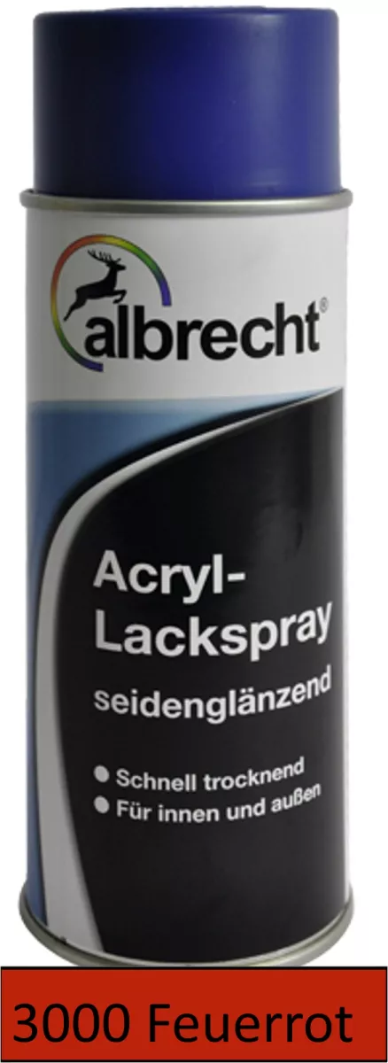 albrecht Acryl-Lackspray seidenglänzend für innen & außen RAL 3000 feuerrot 400 ml