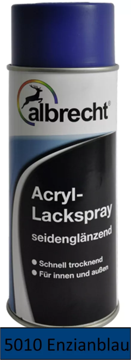 albrecht Acryl-Lackspray seidenglänzend für innen & außen RAL 5010 enzianblau 400 ml