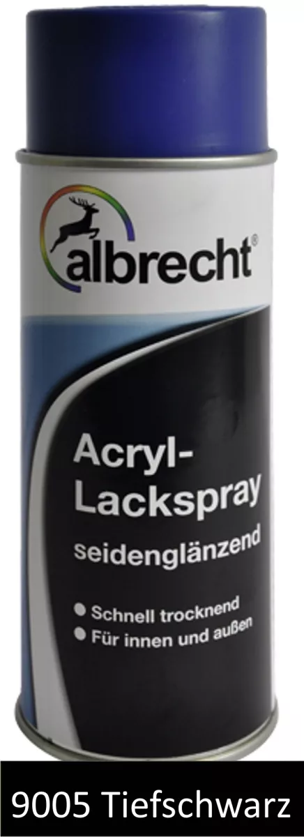 albrecht Acryl-Lackspray seidenglänzend für innen & außen RAL 9005 tiefschwarz 400 ml