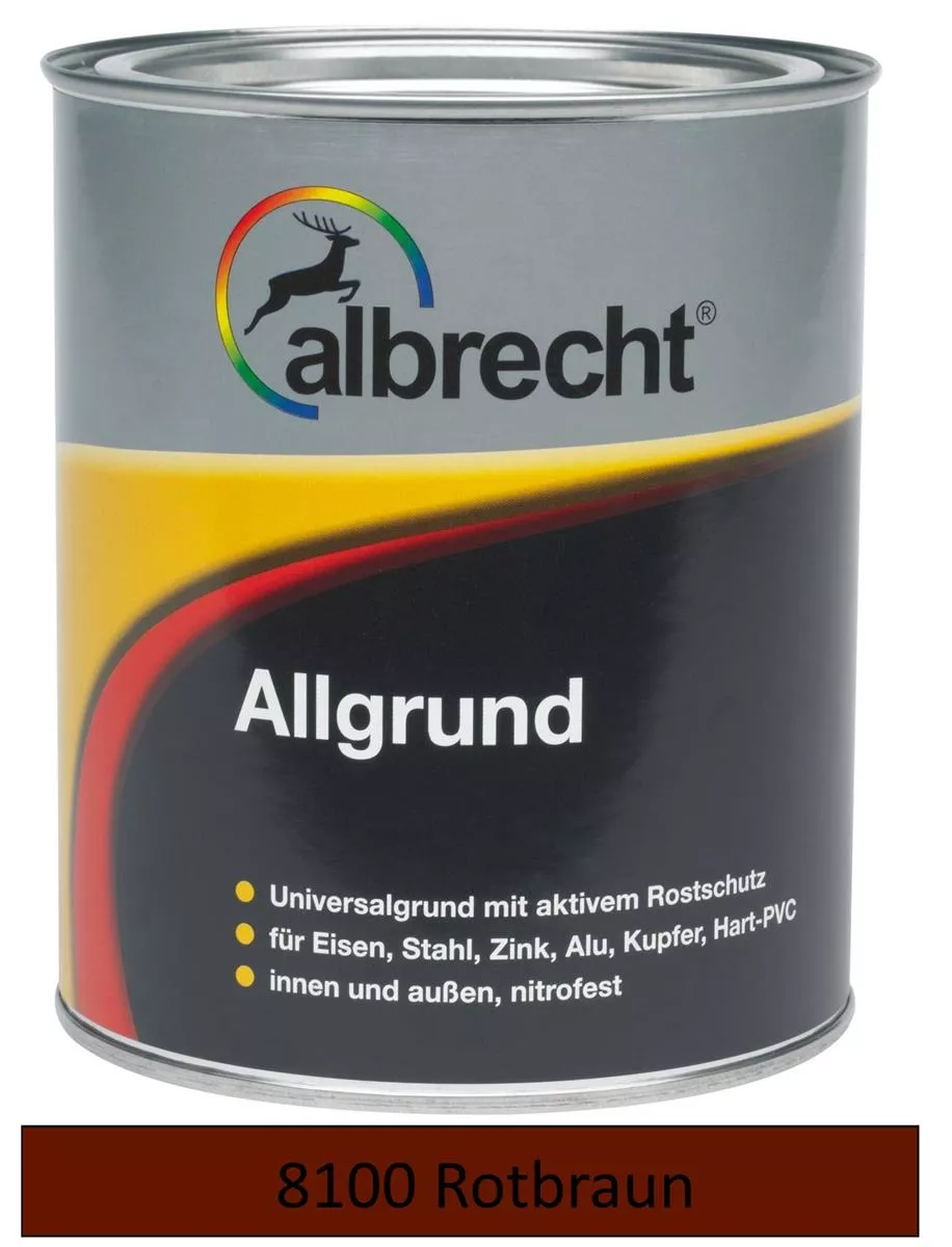 albrecht Allgrund Grundierung Universalgrund wetterbeständig RAL 8100 rotbraun 2,5 l