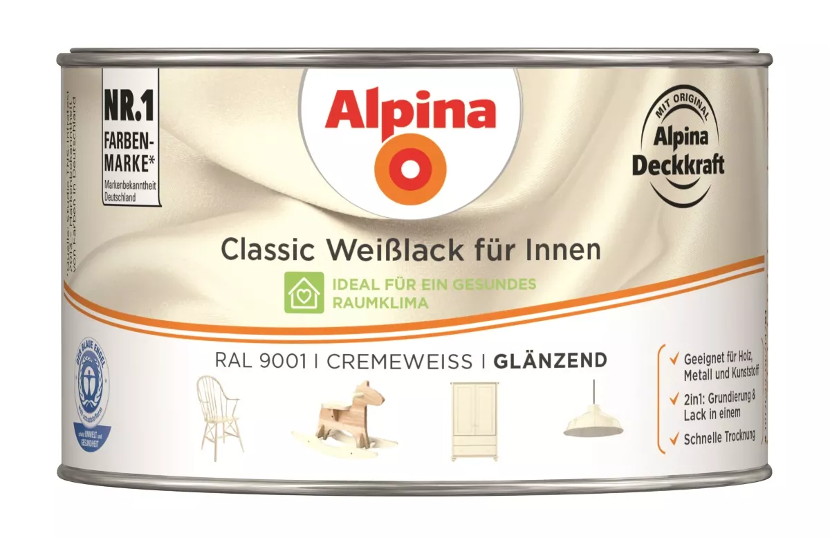 Alpina Classic Weißlack für Innen Cremeweiß (RAL 9001) glänzend 300 ml