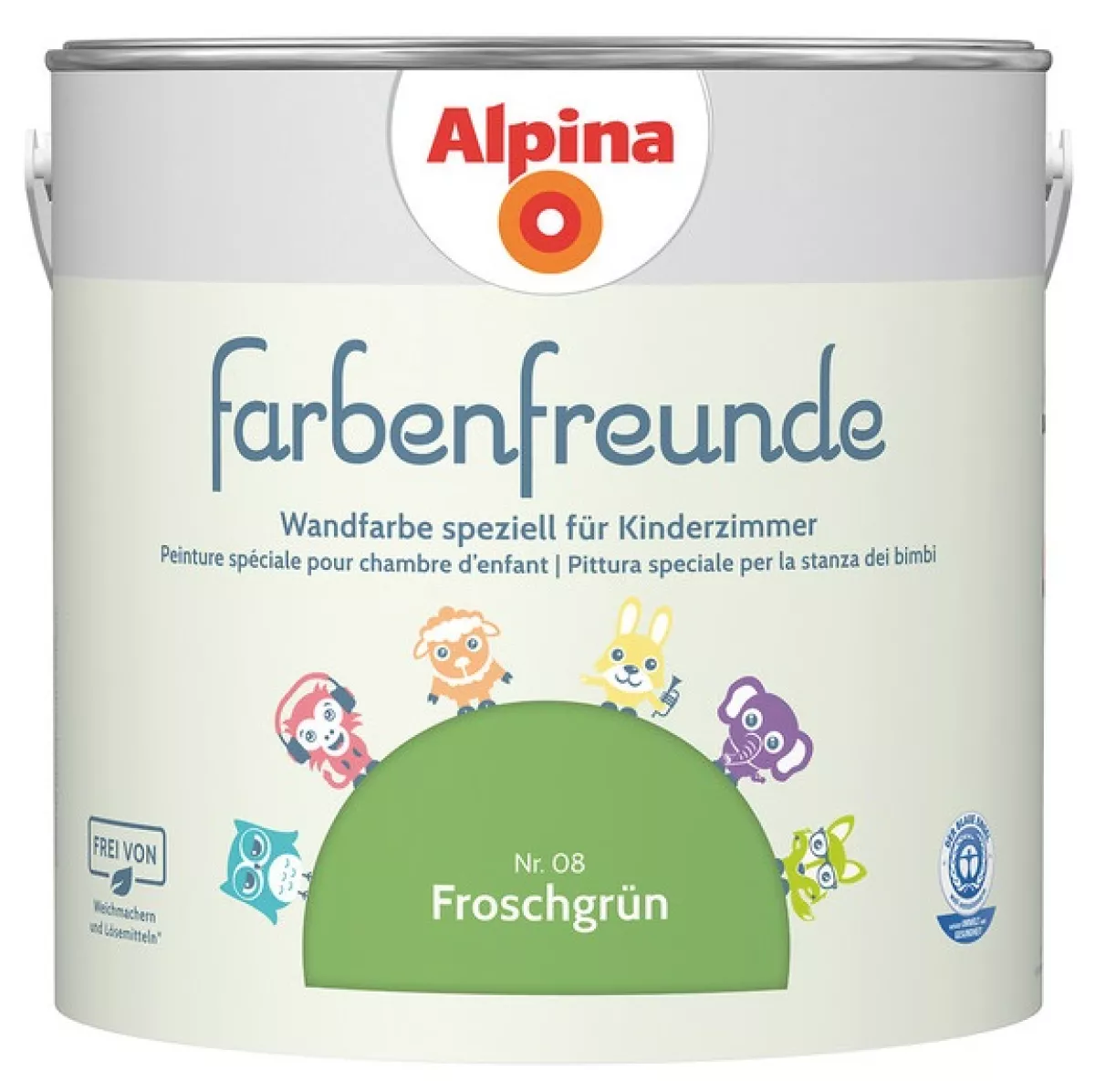 Alpina Innenfarbe Wandfarbe Farbenfreunde Nr. 08 Froschgrün 2,5 L Kinderzimmer