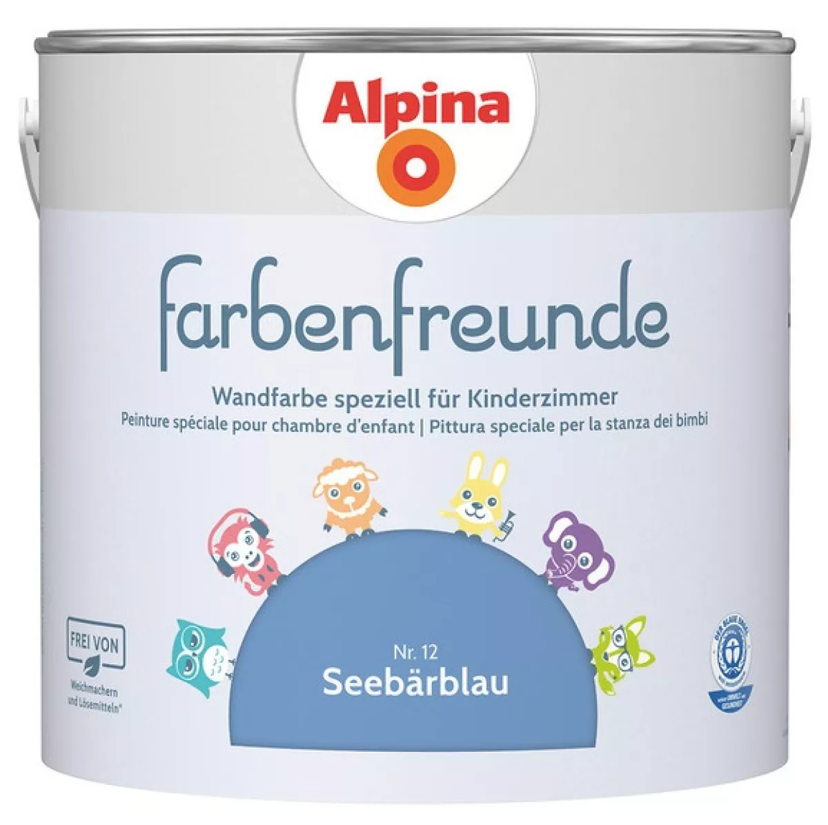 Alpina Innenfarbe Wandfarbe Farbenfreunde Nr. 12 Seebärblau 2,5 L Kinderzimmer