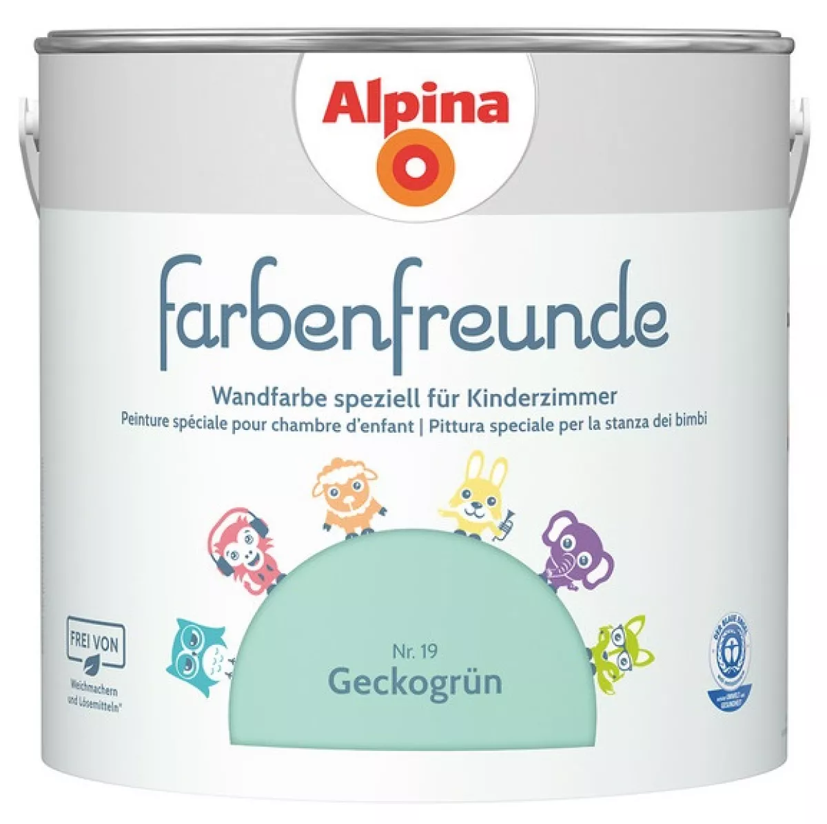 Alpina Innenfarbe Wandfarbe Farbenfreunde Nr. 19 Geckogrün 2,5 L Kinderzimmer