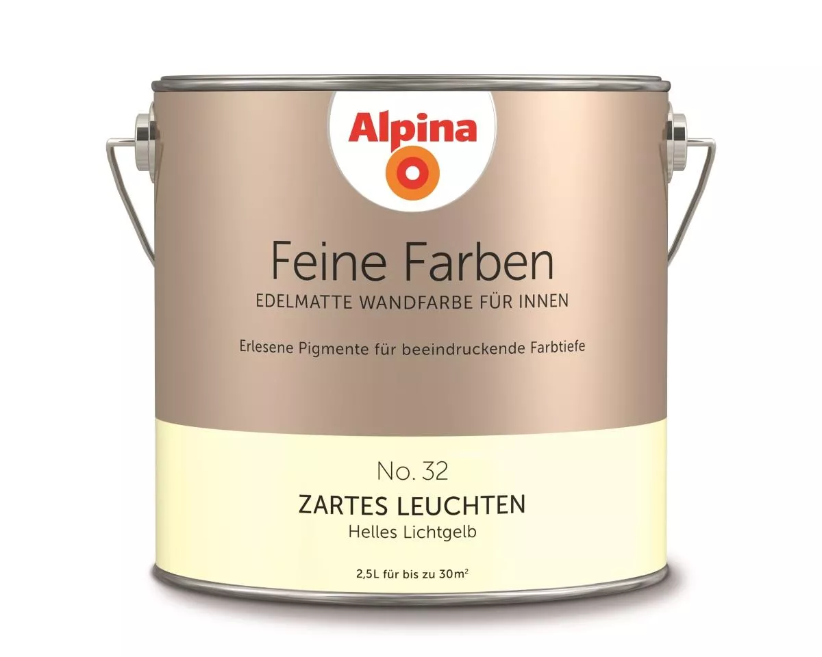 Alpina Innenfarbe Wandfarbe Feine Farben "Zartes Leuchten" 2,5 L No. 32