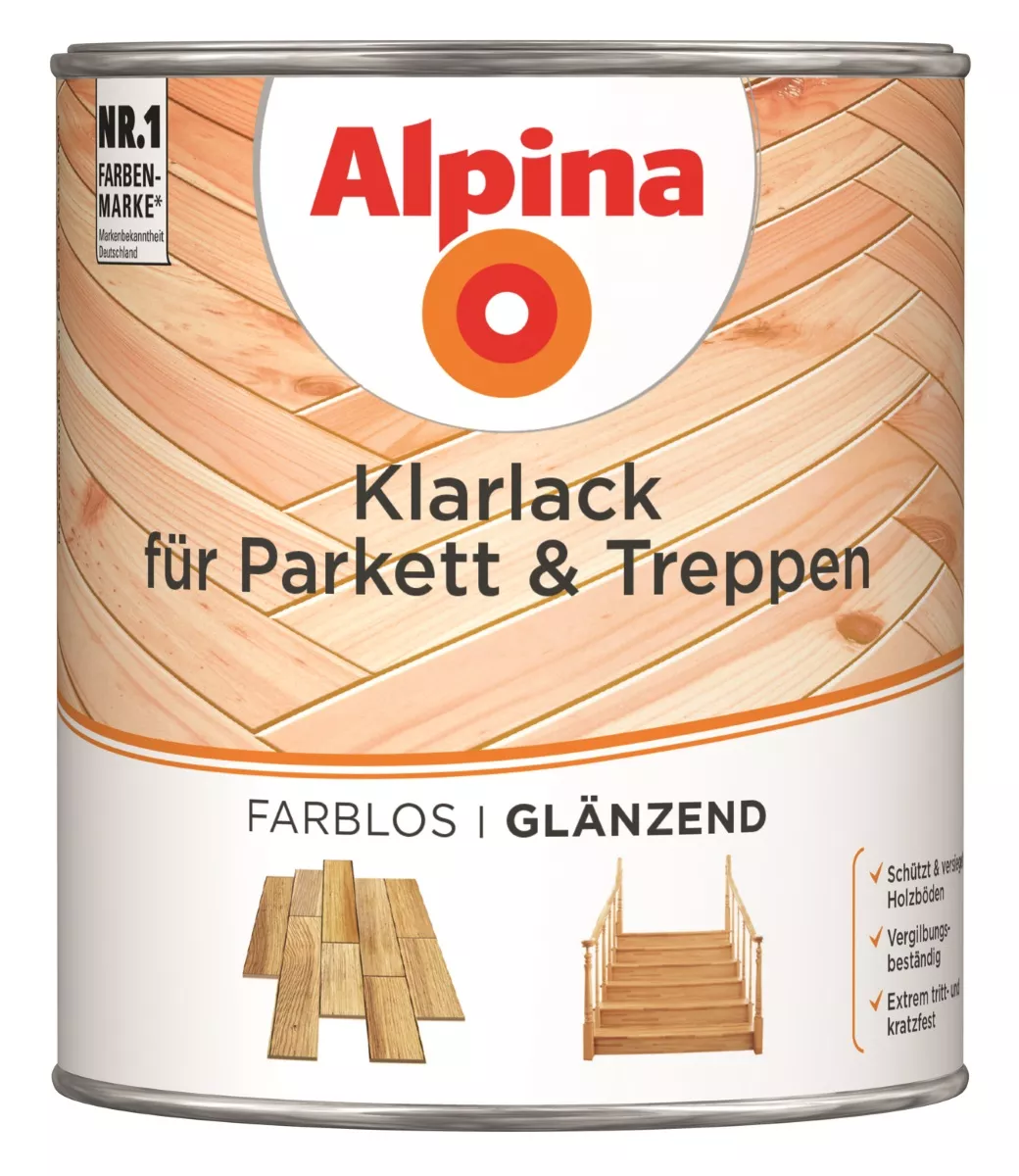 Alpina Klarlack für Parkett & Treppen glänzend 2 L