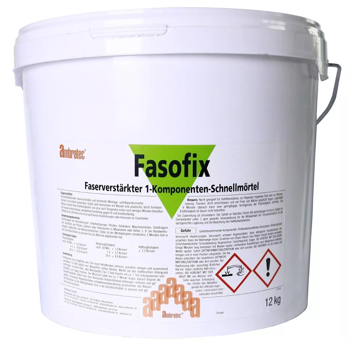 Ambratec Fasofix Faserverstärkter 1-Komponenten-Schnellmörtel 12 kg